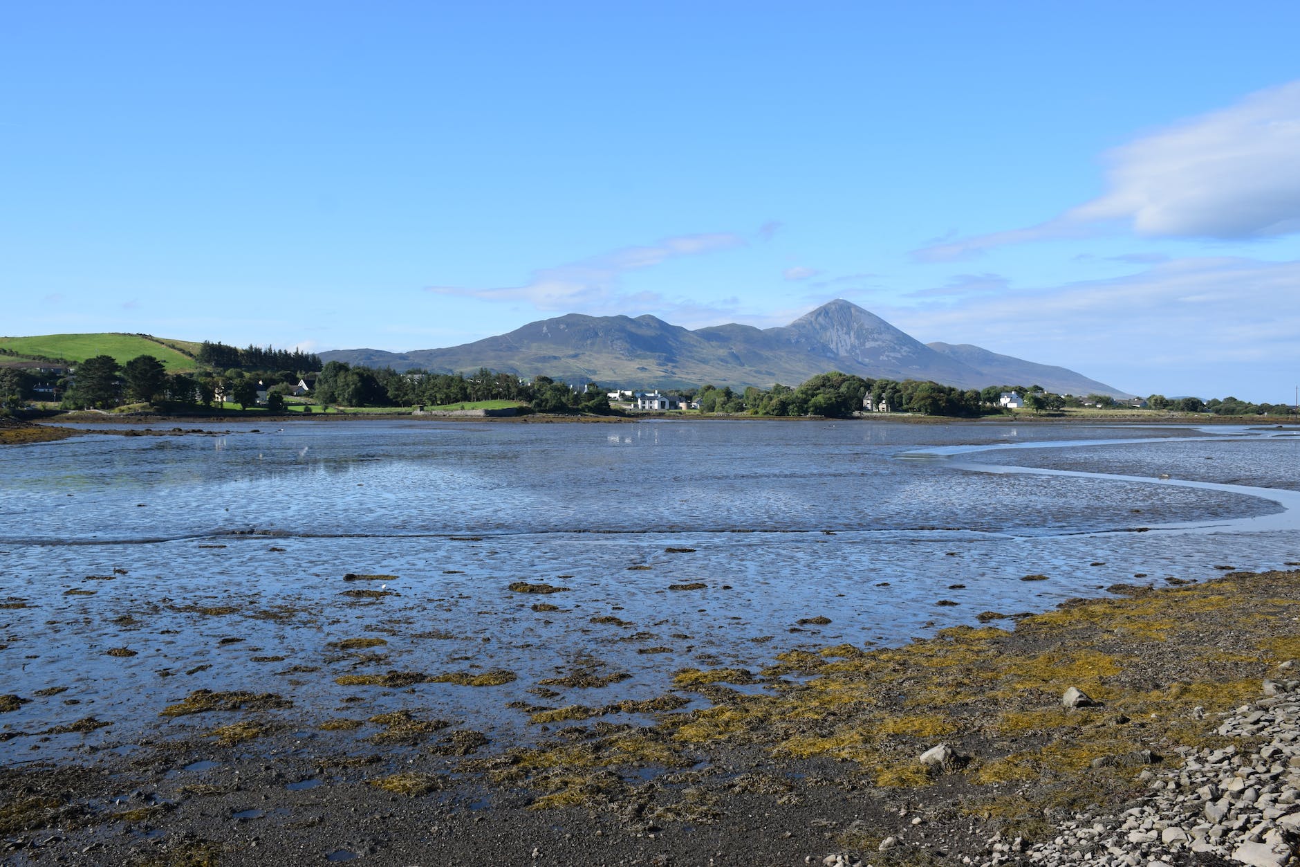 landscape mountains across the water in the west of ireland westport county mayo