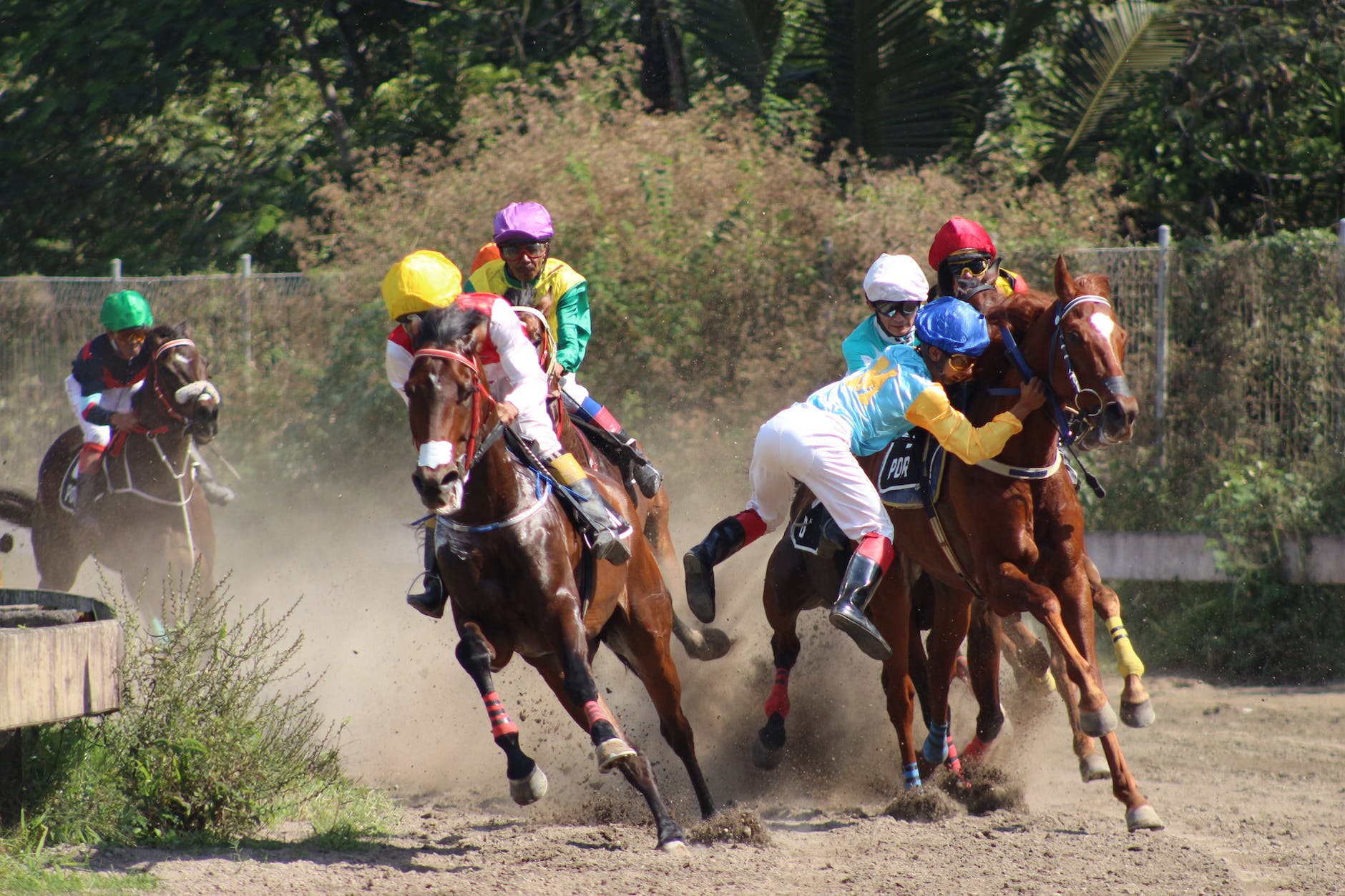 horse riders during competition in paddock